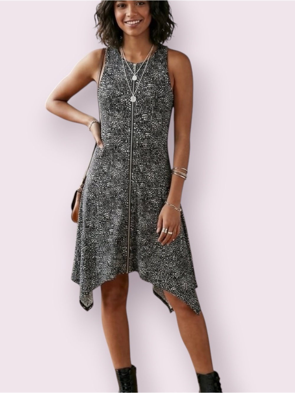 UO Urban Outfitters Silence + Noise Dress Racerback Full Zip Front Black Small